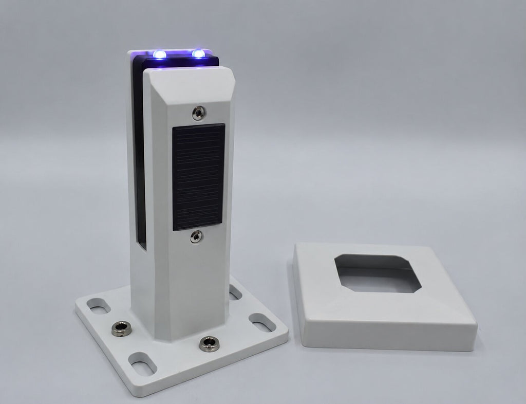 Surface Mount Spigot (Square) With White LED Solar Lights